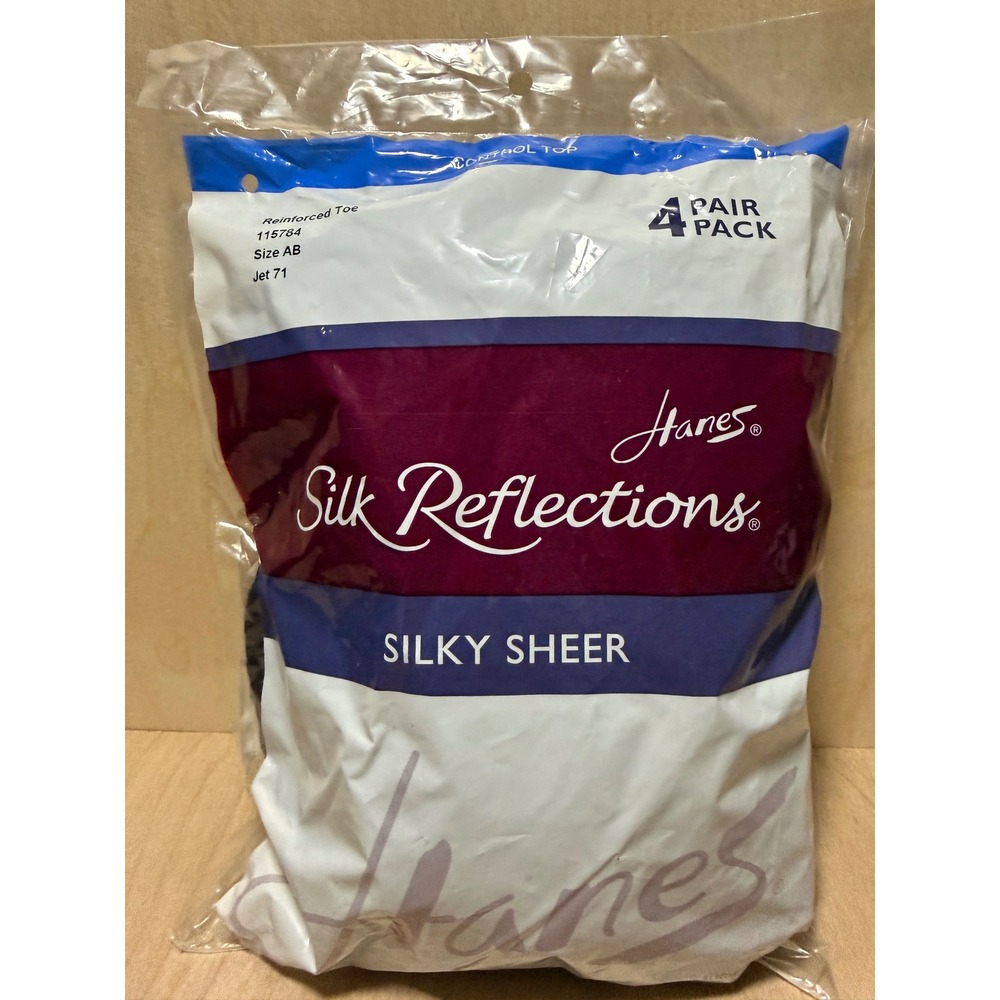 Hanes Silk Reflections Silky Sheer Control Top Pantyhose 4 Pair Jet 71 Size AB